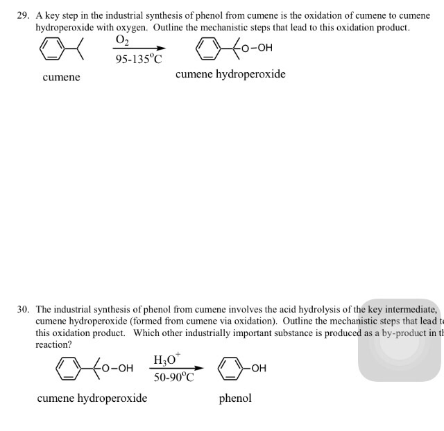 Solved 29. A key step in the industrial synthesis of phenol