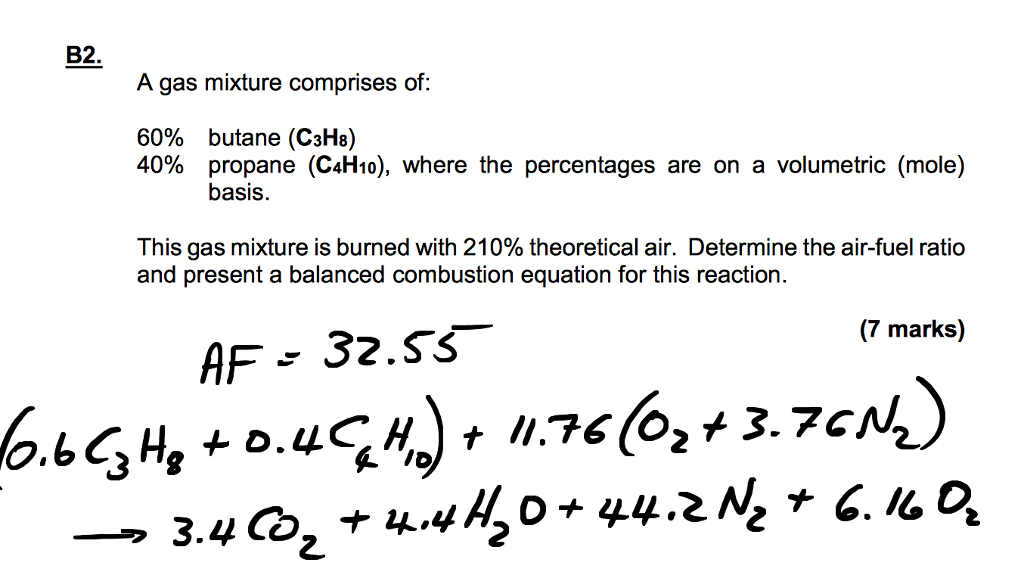 Solved B2. A gas mixture comprises of 60 butane (C3H8) 40