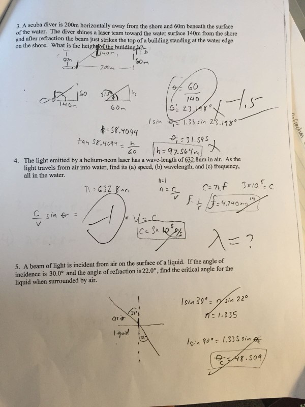 Solved 3. A scuba diver is 200m horizontally away from the | Chegg.com