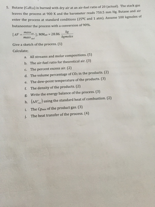 Solved Butane (C_6H_10) is burned with dry air at an