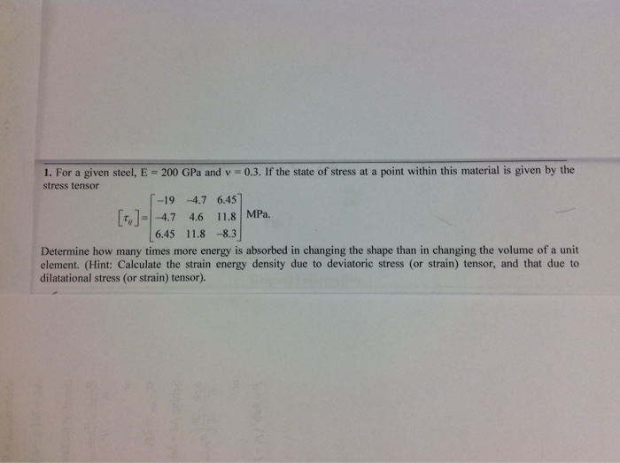 Solved For a given steel, E = 200 GPa and nu = 0.3. If the | Chegg.com