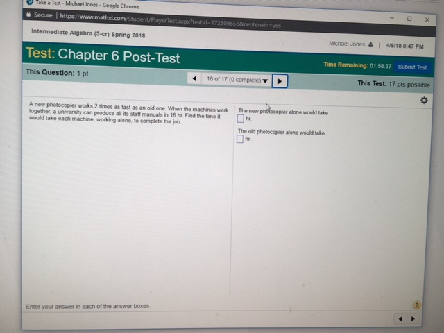 Solved Intermediate Algebra (3-cr) Spring 2018 Michael | Chegg.com