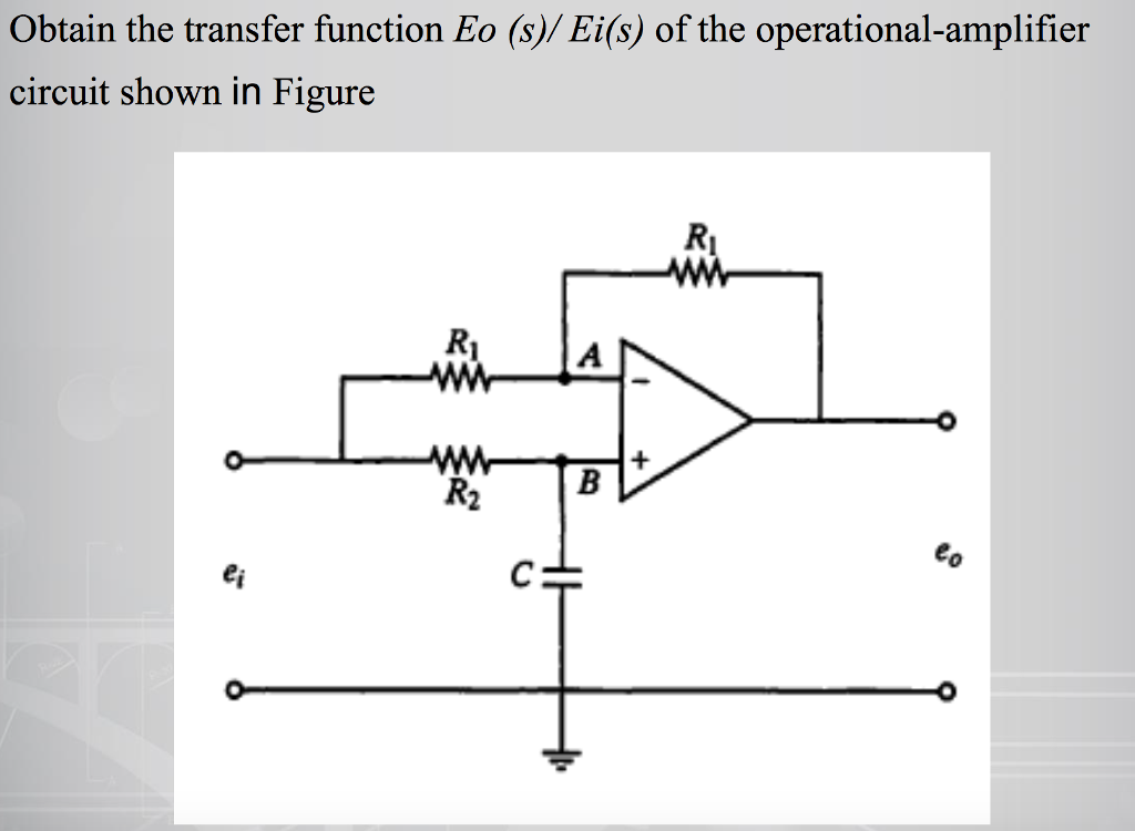 Solved Obtain the transfer function Eo (s)/ Ei(s) of the | Chegg.com
