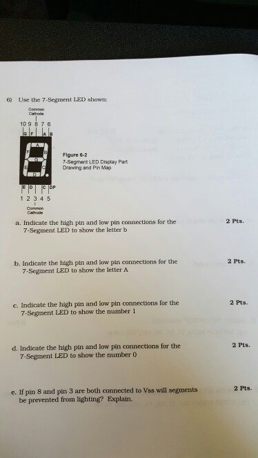 Solved 6) Use the 7-Segment LED shown: Figure 6-2 7-Segment | Chegg.com