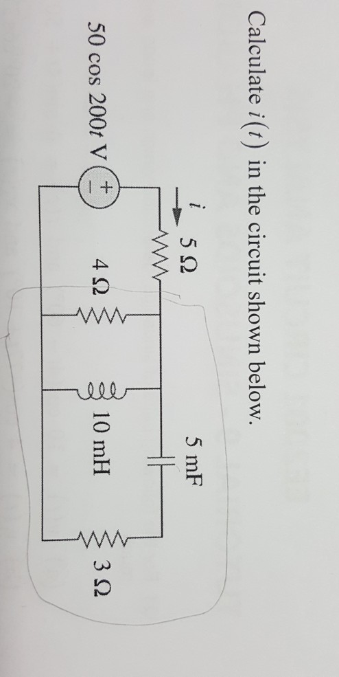 Solved Calculate i(t) in the circuit shown below 5 mF 50 cos | Chegg.com