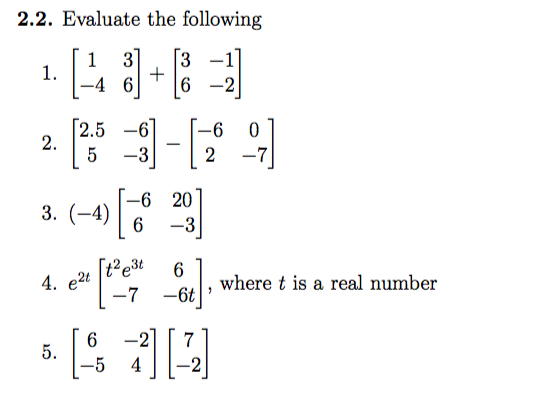 Solved 2.2. Evaluate the following 1 3 3-1 4 66 -2 1. 2, | Chegg.com