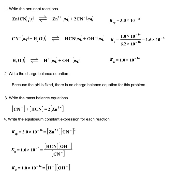 Solved Determine [Zn2 ], [CN ], and [HCN] in a saturated | Chegg.com