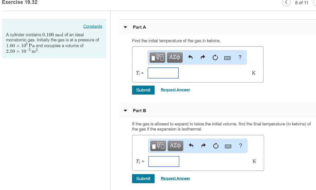 Solved Exercise 19.32 〈 ) 8 of 11 Constants Part A A | Chegg.com
