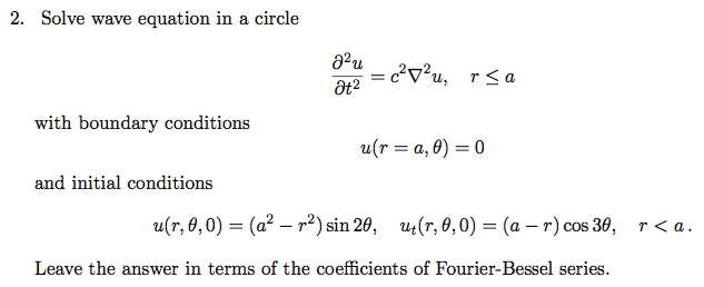 Solve wave equation in a circle with boundary | Chegg.com