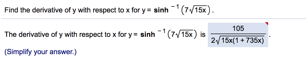 Solved Find the derivative of y with respect to x for | Chegg.com