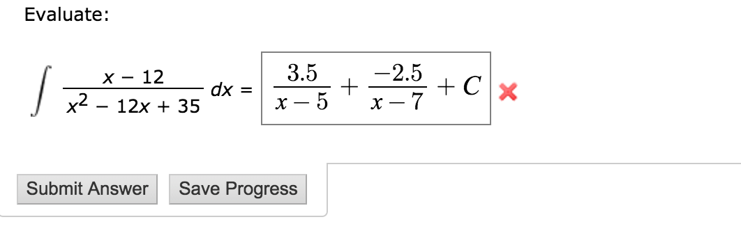 solved-evaluate-integral-x-12-x-2-12x-35-dx-3-5-x-chegg