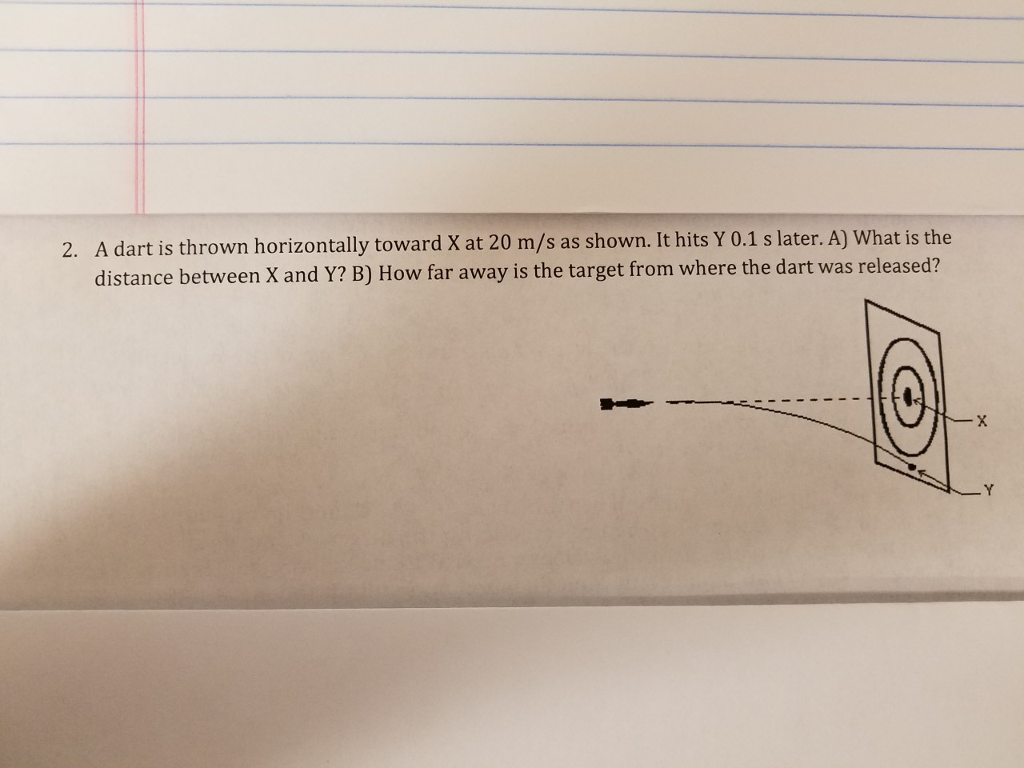 Solved A dart is thrown horizontally toward X at 20 m/s as