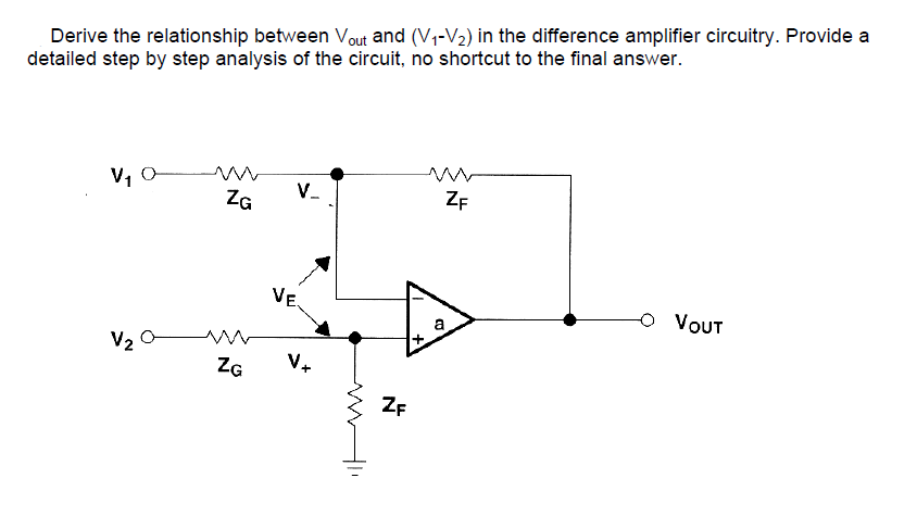 Solved Derive the relationship between Vout and (V-V2) in | Chegg.com