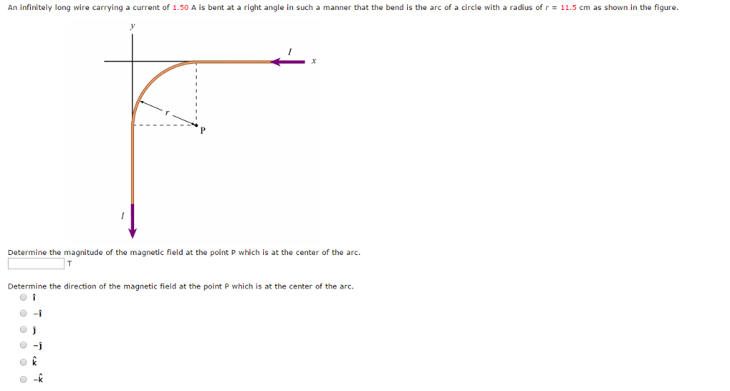 Solved An infinitely long wire carrying a current of 1.50 A
