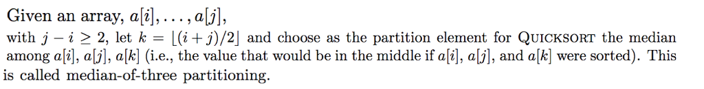 median of three partitioning