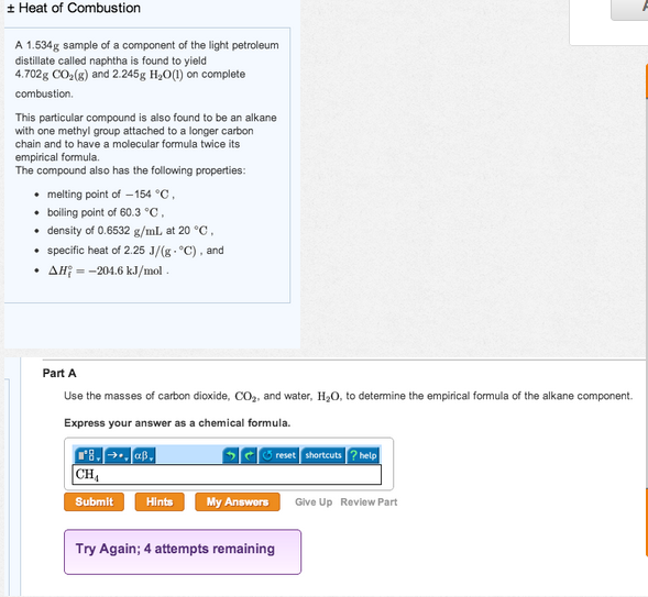 Solved A 1.534g sample of a component of the light petroleum