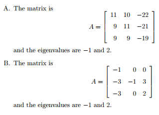 P 1ap Solved In each part, you are given a matrix A and its | Chegg.com