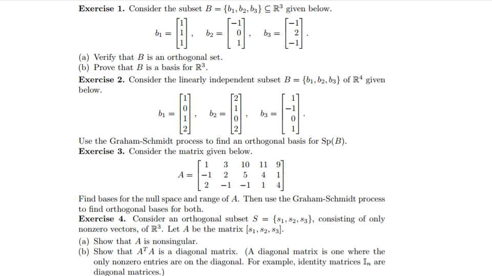 Solved Exercise 1. Consider The Subset B = {b1, B2, B3} 드 R3 | Chegg.com