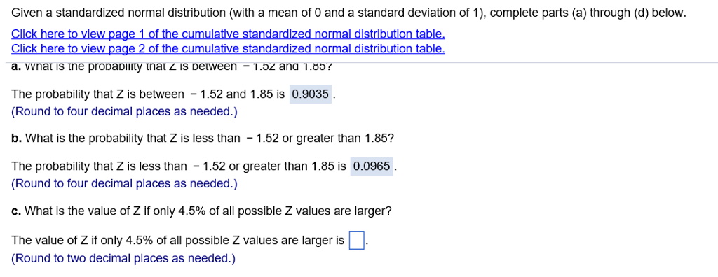 cumulative standardized normal distribution table