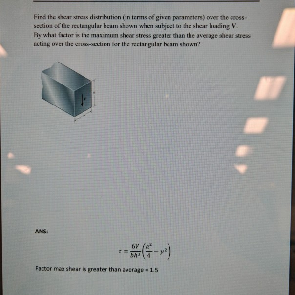 Solved Find the shear stress distribution (in terms of given | Chegg.com