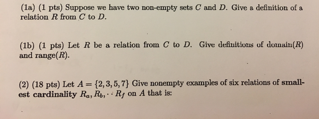 Solved Suppose We Have Two Non-empty Sets C And D. Give A | Chegg.com