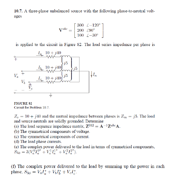 Solved A three-phase unbalanced source with the following | Chegg.com