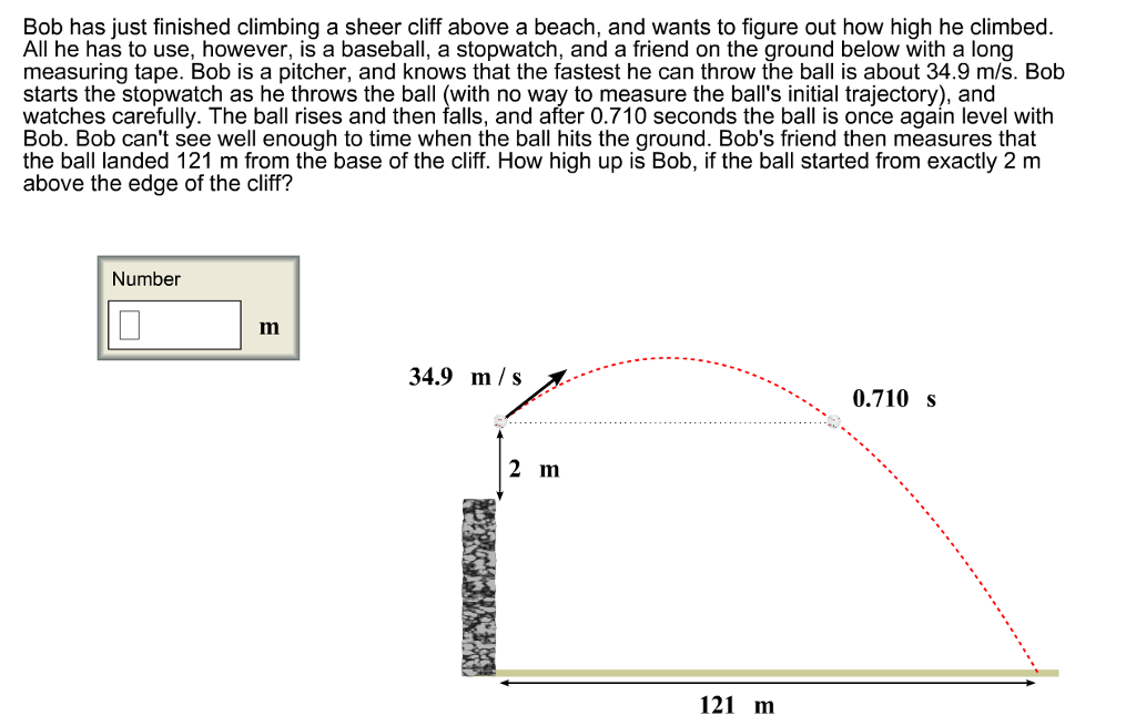 Solved Bob has just finished climbing a sheer cliff above a