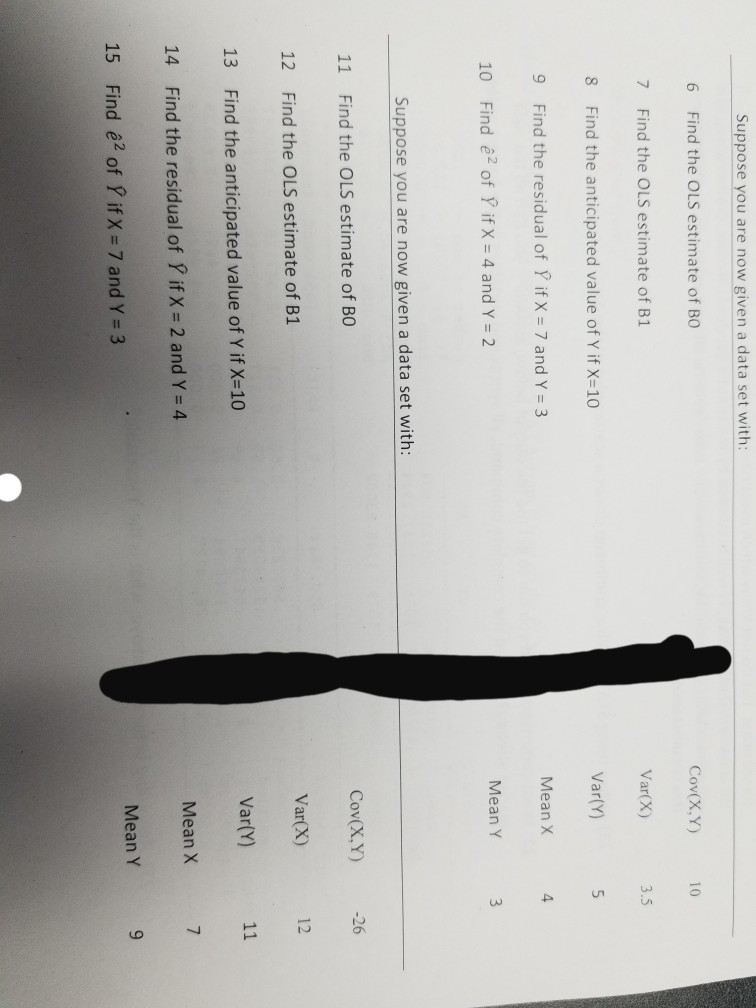 Solved Suppose you are now given a data set with 6 Find the | Chegg.com