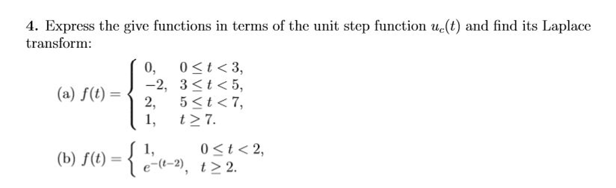 Solved Express The Give Functions In Terms Of The Unit Step