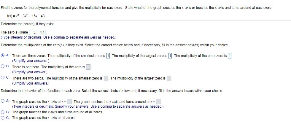 Solved Find the zeros for the polynomial function and give | Chegg.com