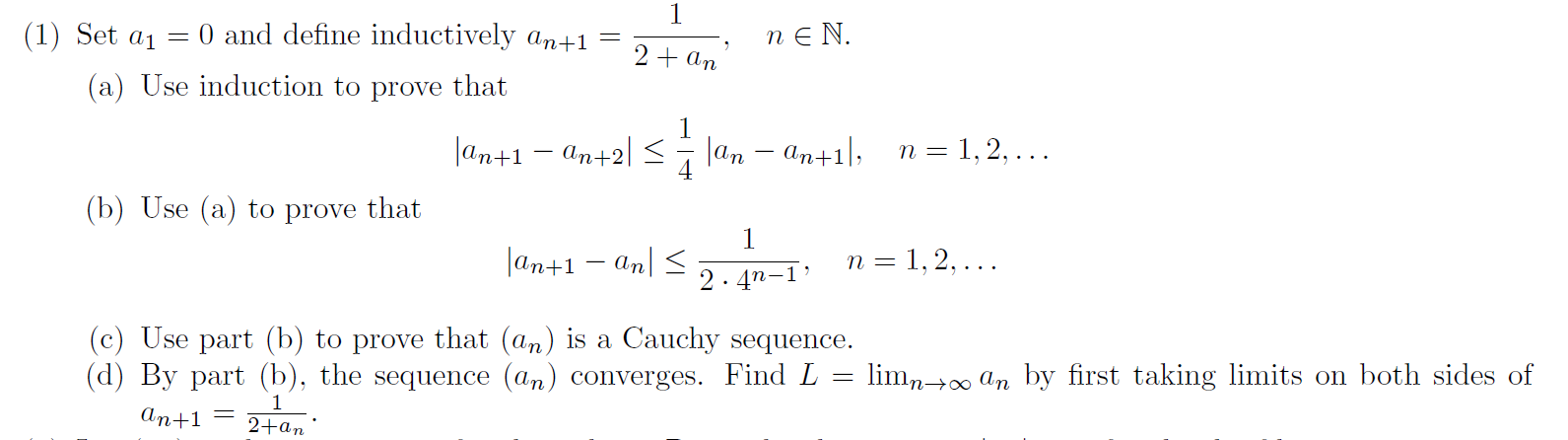 Solved Set ai = 0 and define inductively Use induction to | Chegg.com