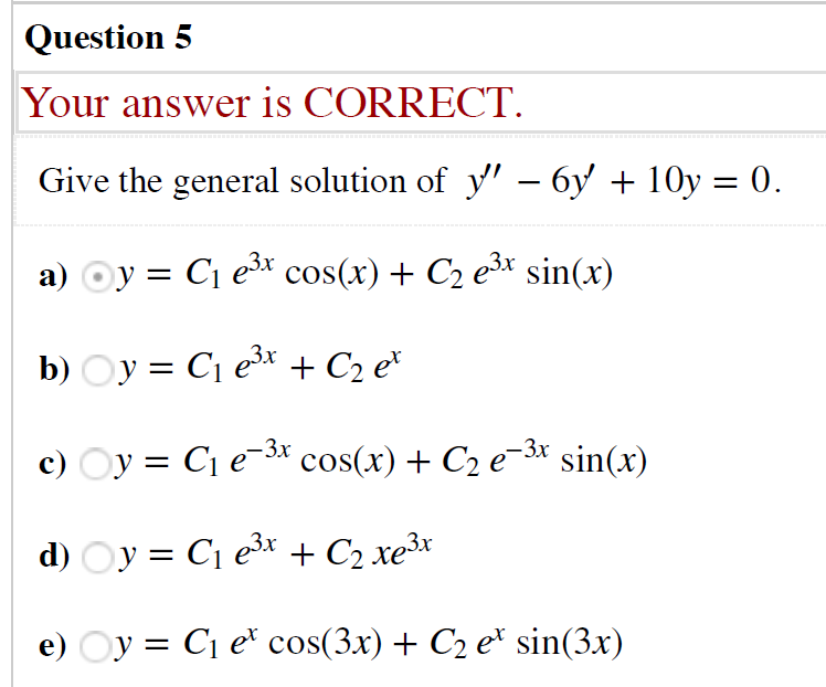 Solved Question 5 Your answer is CORRECT | Give the general | Chegg.com