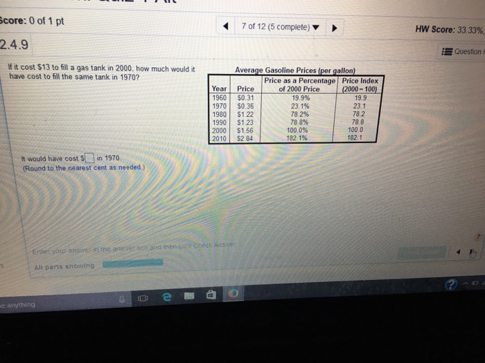 Solved If it cost 13 to fill a gas tank in 2000, how much