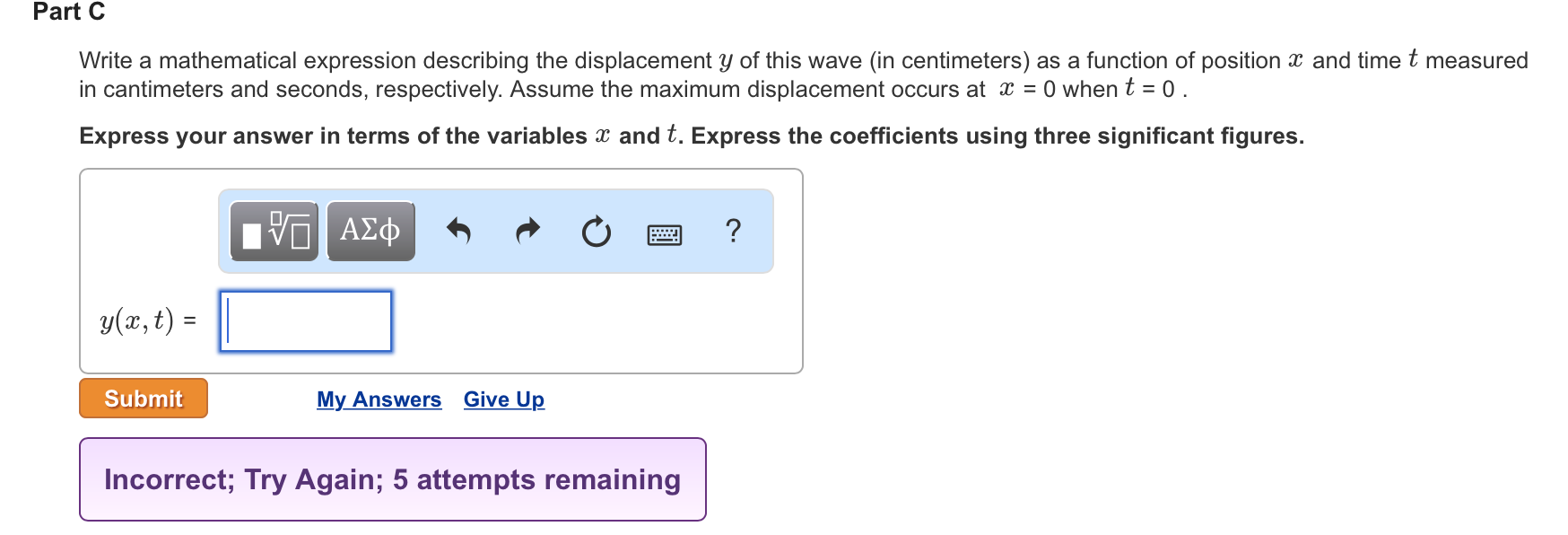 Solved tem 1 Part A A simple harmonic wave of wavelength | Chegg.com