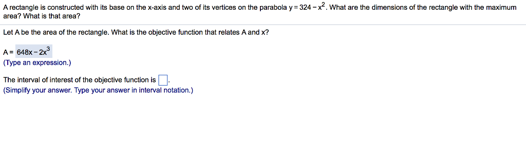 Solved A rectangle is constructed with its base on the | Chegg.com