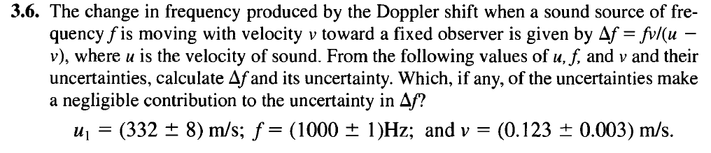 Solved 3.6. The change in frequency produced by the Doppler | Chegg.com