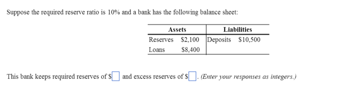 Solved Suppose the required reserve ratio is 10% and a bank | Chegg.com