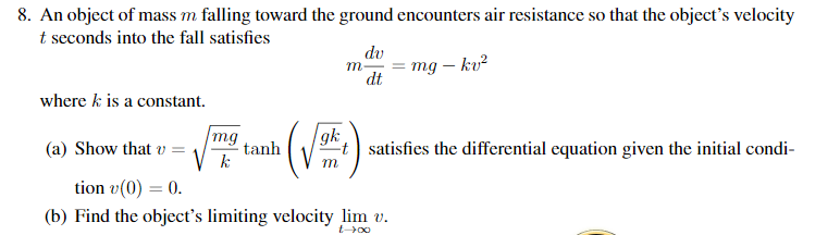 Solved An object of mass m falling toward the ground | Chegg.com