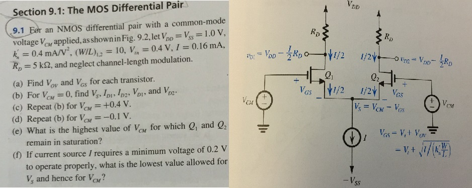 Solved Section 9.1: The Mos Differential Pair 9.1 Eer an | Chegg.com