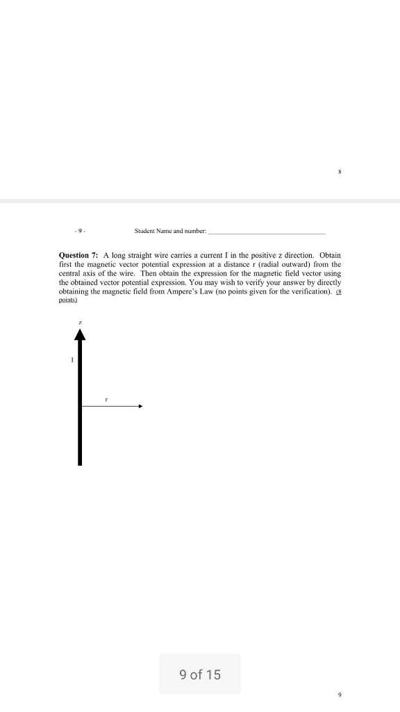 Solved A long straight wire carries a current 1 in the | Chegg.com
