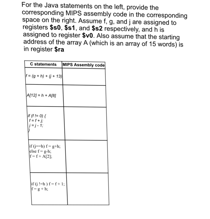 Solved For the Java statements on the left, provide the | Chegg.com