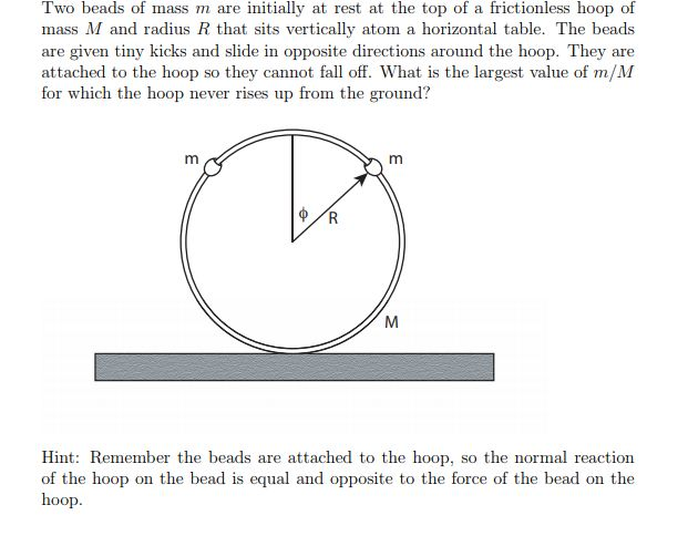 Solved Two beads of mass m are initially at rest at the top | Chegg.com