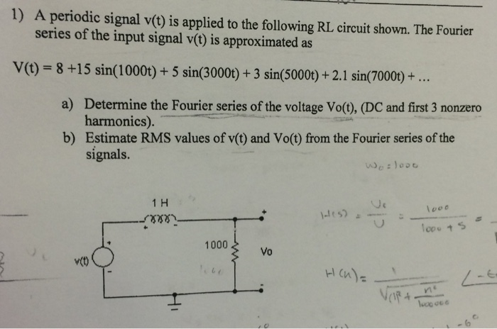 Solved A periodic signal v(t) is applied to the following RL | Chegg.com