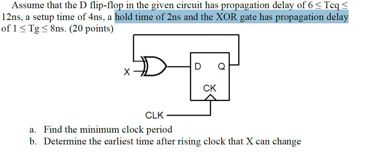 Solved Assume that the D flipflop in the given circuit has