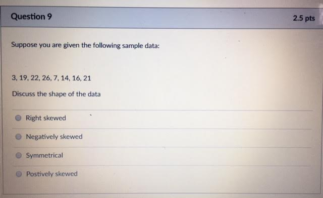 Solved Suppose you are given the following sample data: 3, | Chegg.com