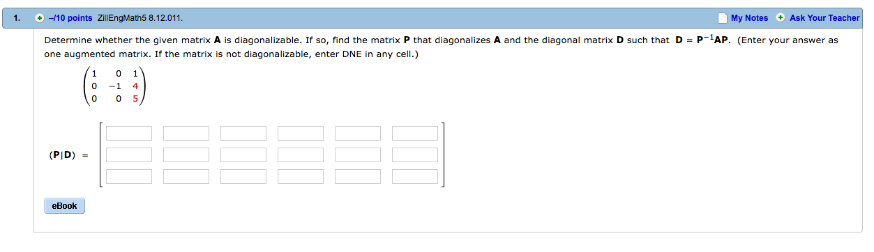 Solved Determine Whether The Given Matrix A Is 4234