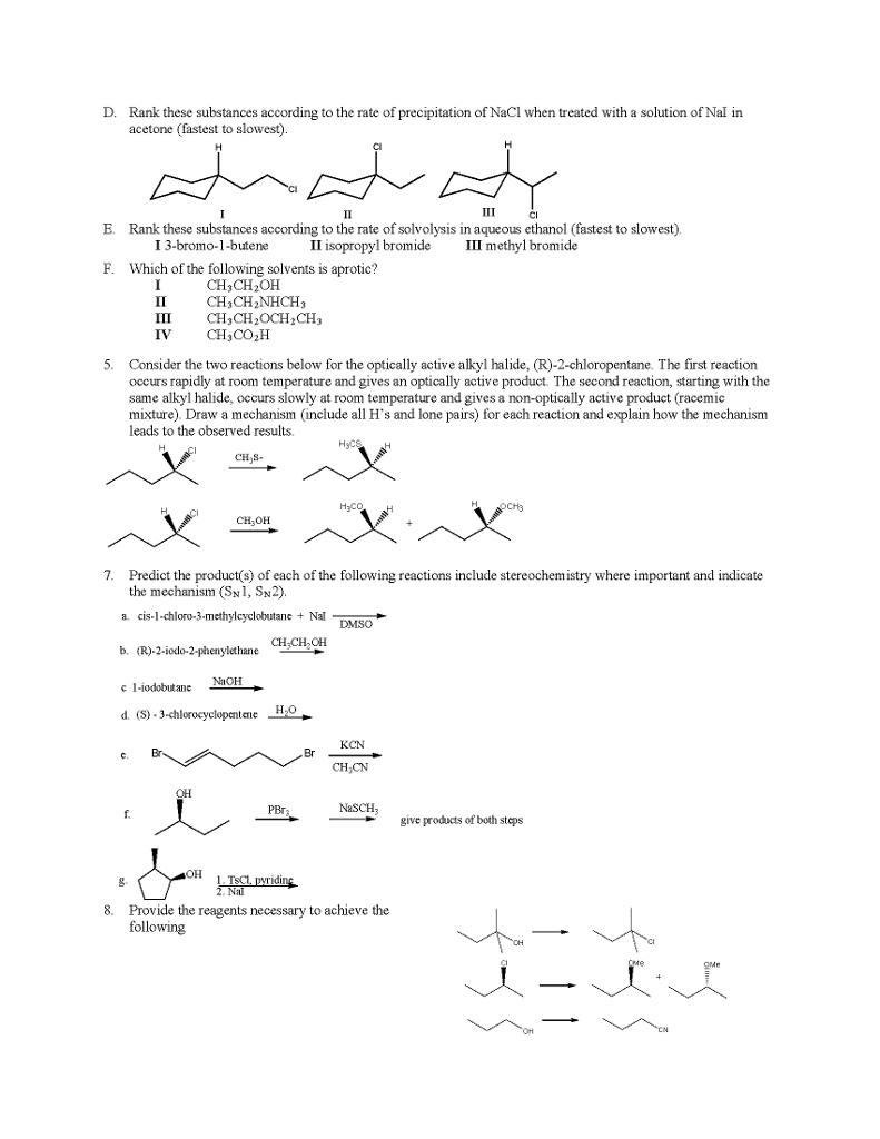 Solved D. Rank these substances according to the rate of | Chegg.com