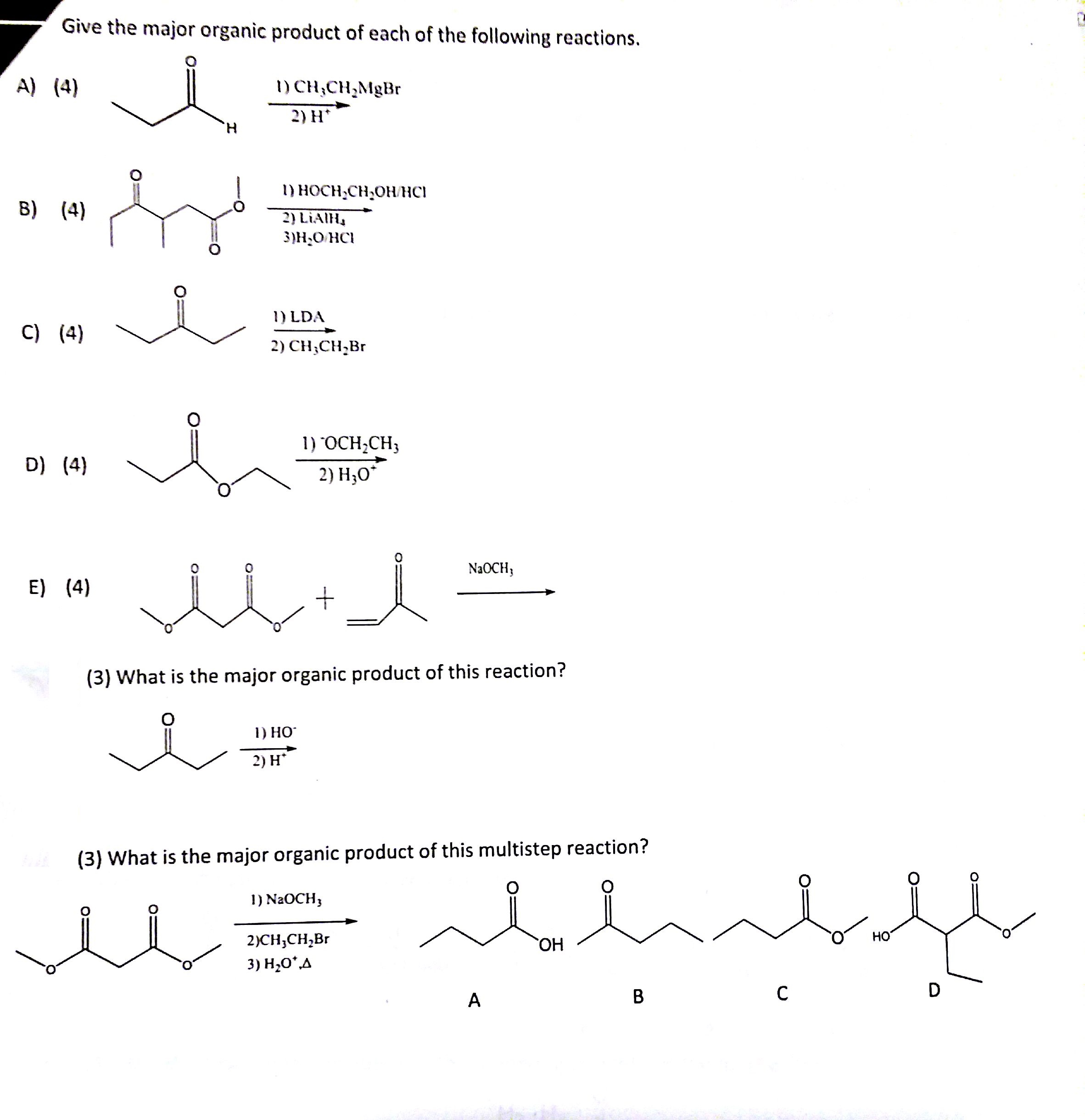 Solved Give the major organic product of each of the | Chegg.com ...