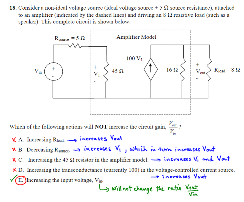 Solved 18. Consider a nonideal voltage source (ideal