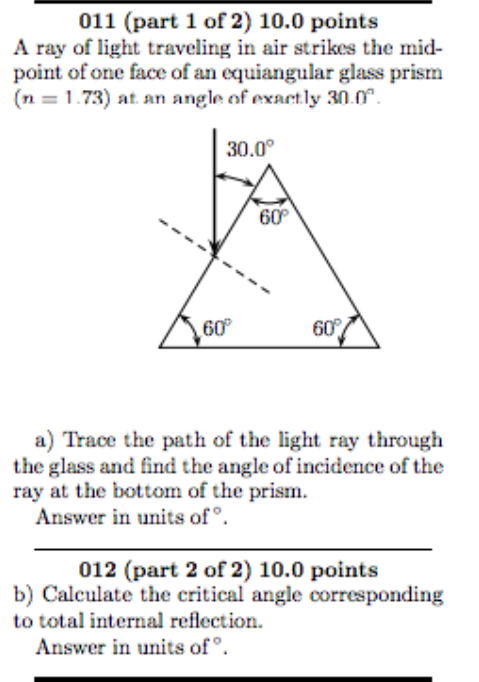 Solved A Ray Of Light Traveling In Air Strikes The | Chegg.com